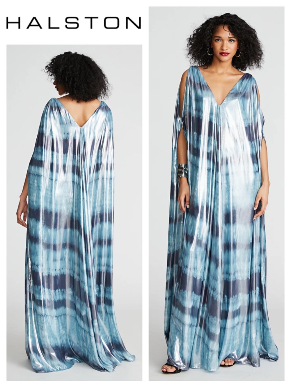 HALSTON Umi Caftan Gown In Iridescent Chiffon